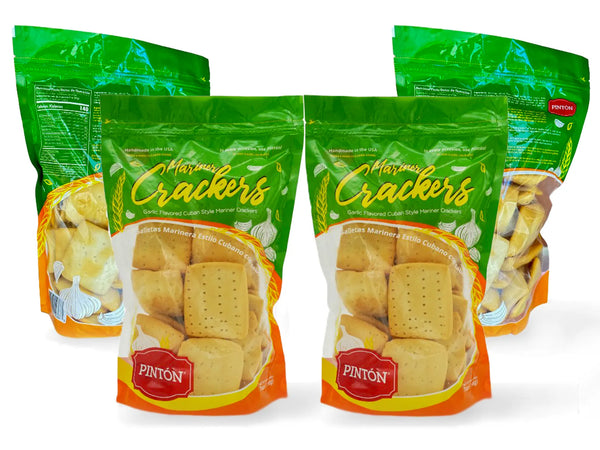 Pintón Garlic-Flavored Mariner Crackers (Packs) — Caribbean-Style, Galleta Marinera con Sabor a Ajo