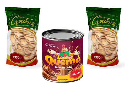PINTÓN Leche Quemá & Traditional Biscuit Combo - Authentic Cuban Flavor with Creamy Leche Quemá & Crunchy Galletas - Perfect for Family Gatherings & Coffee Time