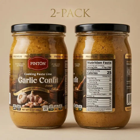 PINTÓN Garlic Confit - Ready-to-Use Fresh Garlic Paste & Pasta de Ajo | No Peeling, No Chopping | 14 oz (Pack of 2)