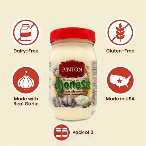 Pintón Garlic Aioli Mayo – Rich and Creamy Flavor Spread Paquete de Ajonesa (Ahorra más)