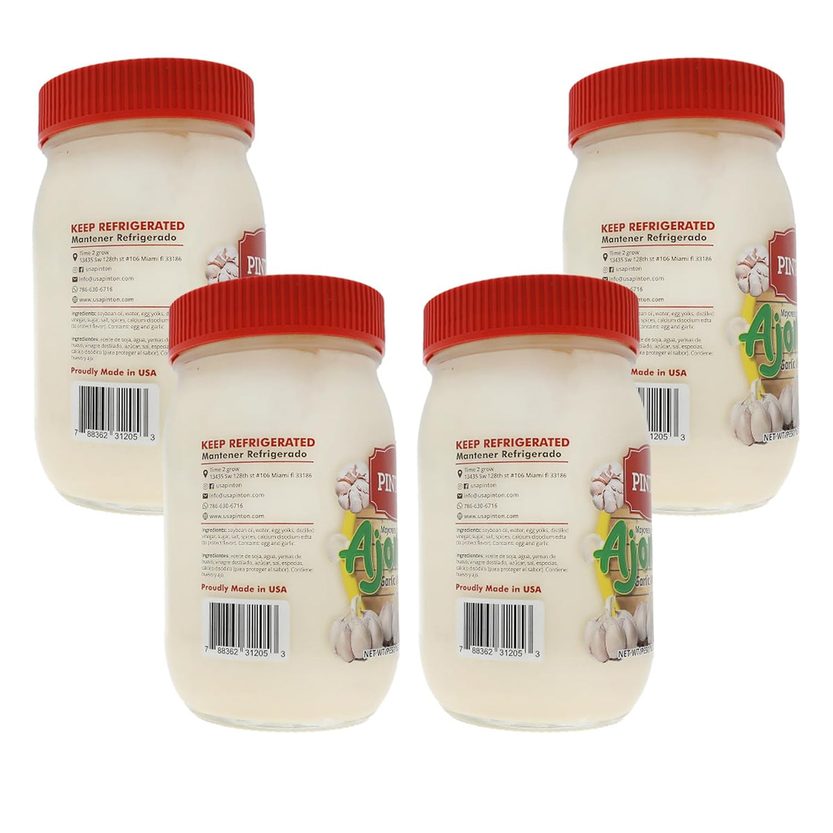 Pintón Ajonesa Garlic Aioli Mayo — Rich & Creamy Garlic Spread (4-Pack)