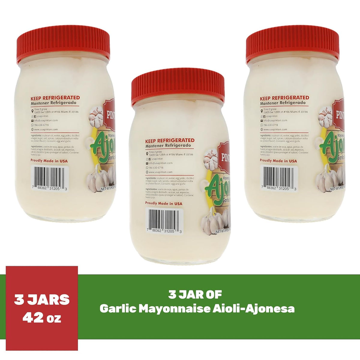 Pintón Ajonesa Garlic Aioli Mayo – Rich & Creamy Flavor Spread (3-Pack)