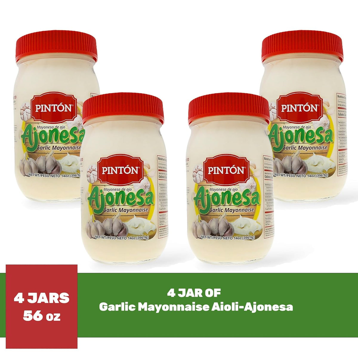 Pintón Ajonesa Garlic Aioli Mayo — Rich & Creamy Garlic Spread (4-Pack)
