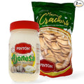 Paquete variado de Galletas y Ajonesa PINTÓN | 3 piezas: Ajonesa cremosa de ajo más dos sabores de galleta, ligeramente salada y ajo-romero | Para tablas y aperitivos