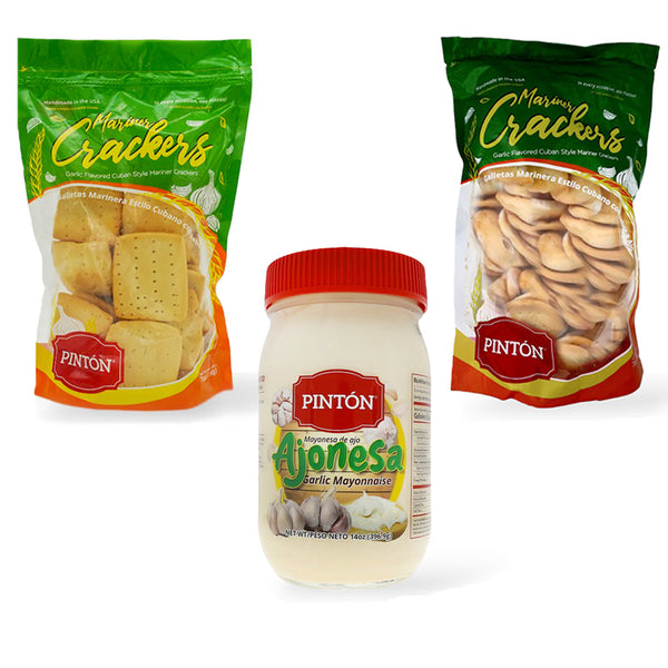 Ajonesa Combo with Cookies (Pack of 2) — Save More! Garlic Mayonnaise Snacks & Crackers — Delicious Mini Tasting Pack