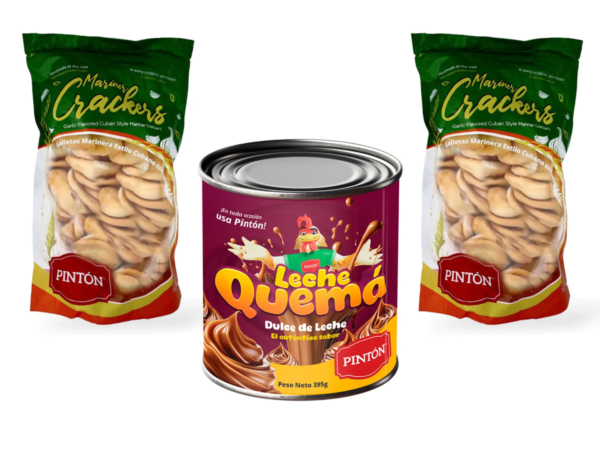 PINTÓN Leche Quemá & Galletas Combo - Authentic Latin American Flavor with Creamy Leche Quemá (caramelized milk) & Crunchy Galletas (traditional biscuits) — Perfect for Family Gatherings & Coffee Time