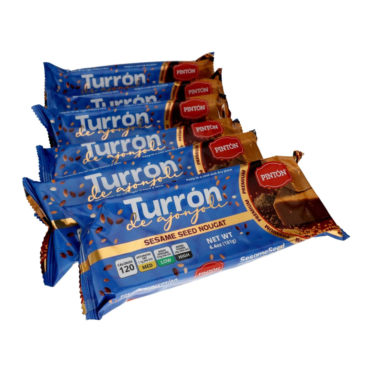 Pack de 6 barras de Turrón de Ajonjolí Pintón de 6.4 oz cada una