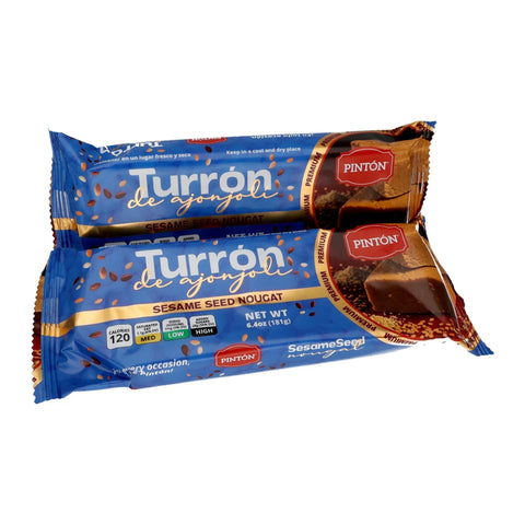 Turrón de Ajonjolí Pintón, frente del envase, Sesame Seed Nougat 6.4 oz