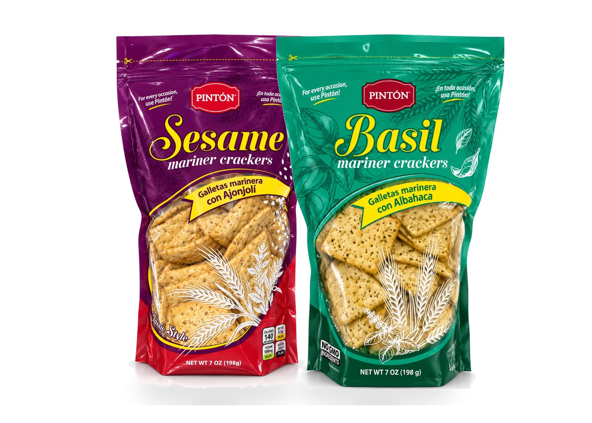 Galletas marinera Pintón con ajonjolí y con albahaca