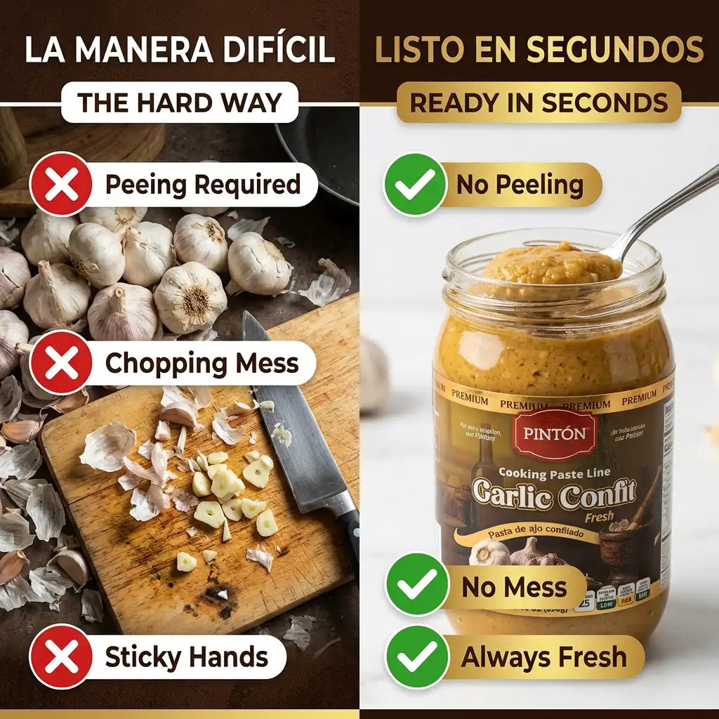 PINTÓN Garlic Confit — Ready-to-Use Fresh Garlic Paste (Pasta de Ajo) | No Peeling, No Chopping | 14 oz (Pack of 2)