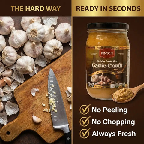 PINTÓN Garlic Confit - Ready-to-Use Fresh Garlic Paste & Pasta de Ajo | No Peeling, No Chopping | 14 oz (Pack of 2)