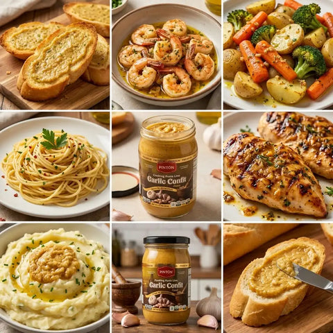 PINTÓN Garlic Confit - Ready-to-Use Fresh Garlic Paste & Pasta de Ajo | No Peeling, No Chopping | 14 oz (Pack of 2)
