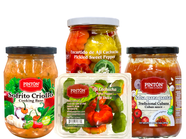 Complete Combo Pack — Ají Cachucha, Sofrito Criollo, Pasta Sauce, Ají en Curtido (pickled ají)